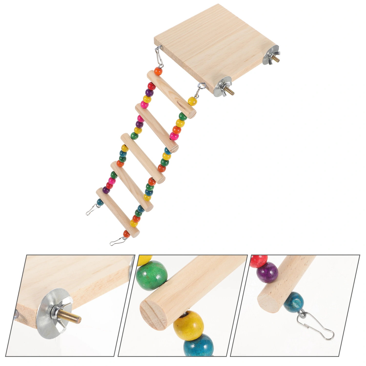 Bird Ladder Toy Wood Parrot Bird Perch Stand Platform with Ladders Pet Training Playing