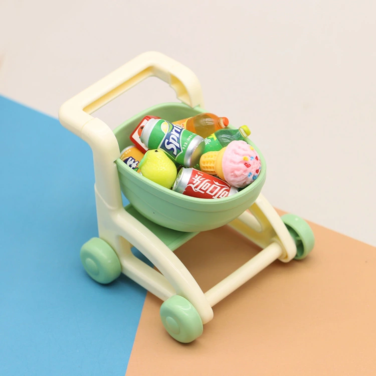 Mini Shopping Cart Model  Simulation Doll Trolley Sundries Storage Basket