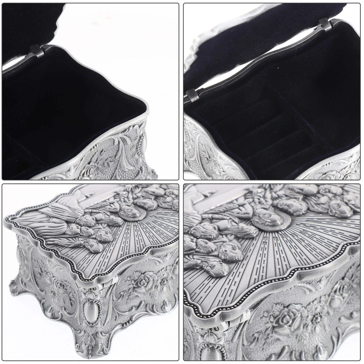 Vintage Embossed Pattern Jewelry Box European Style Jewelry Case Footed Trinket Box