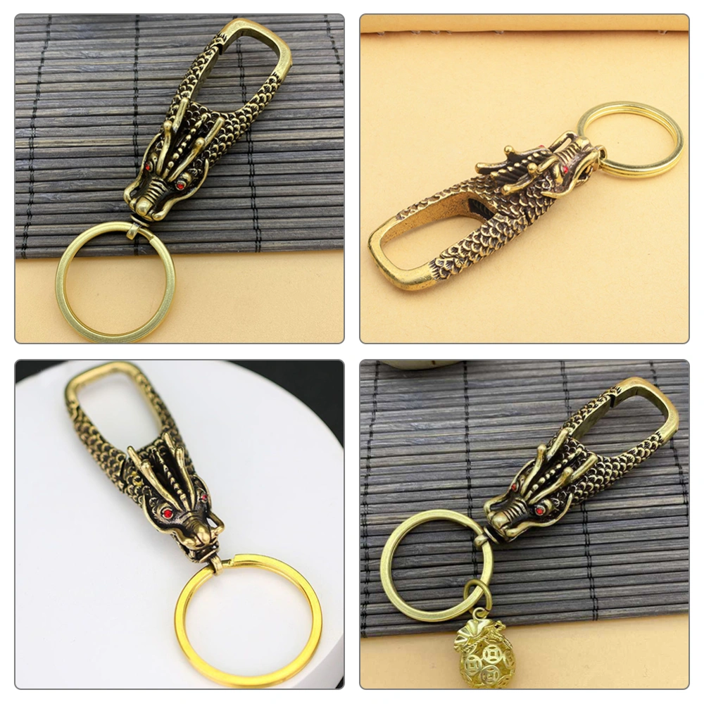 Dragon Head Keychain Key Ring with Clip Carabiner Key Holder Retro Car Keychain