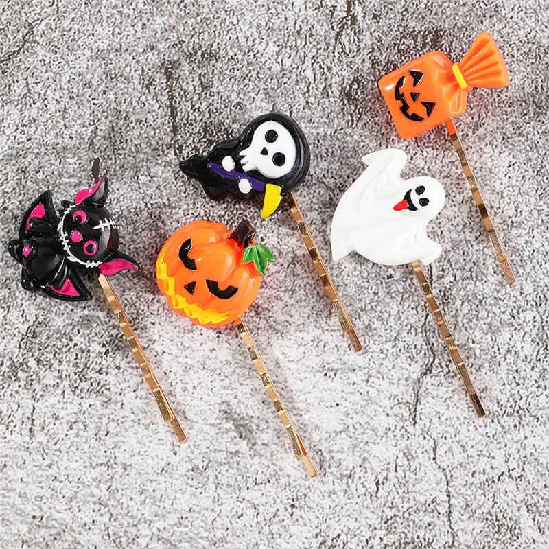 5pcs Halloween Barrettes Hair Decoration Goth Hair Clips Holiday Hair Accessories