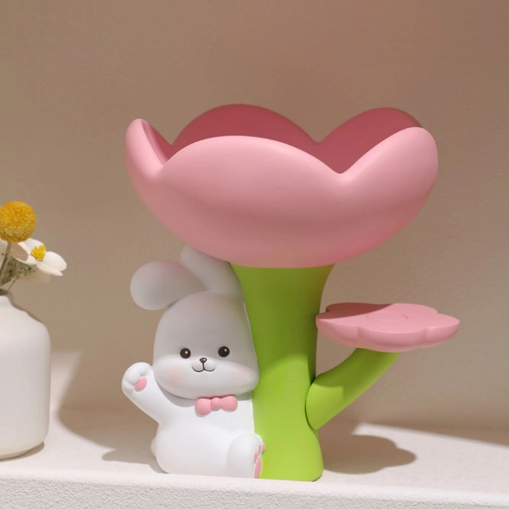 Entrance Key Holder Lovely Rabbit Flower Key Tray Organizer Jewelry Dish Home Decoration