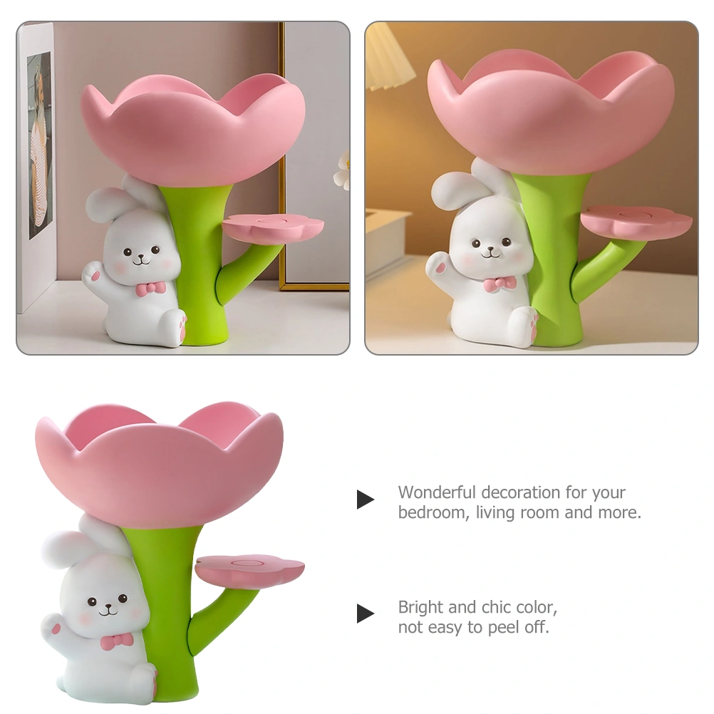 Entrance Key Holder Lovely Rabbit Flower Key Tray Organizer Jewelry Dish Home Decoration
