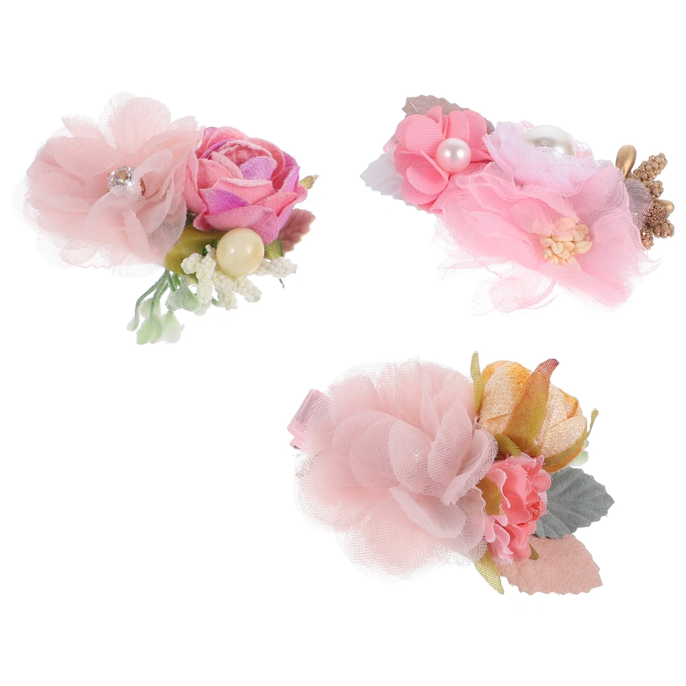 3 pcs Artificial Flower Hair Clips Women Flower Hair Clips Decorative Hair Clip for Wedding