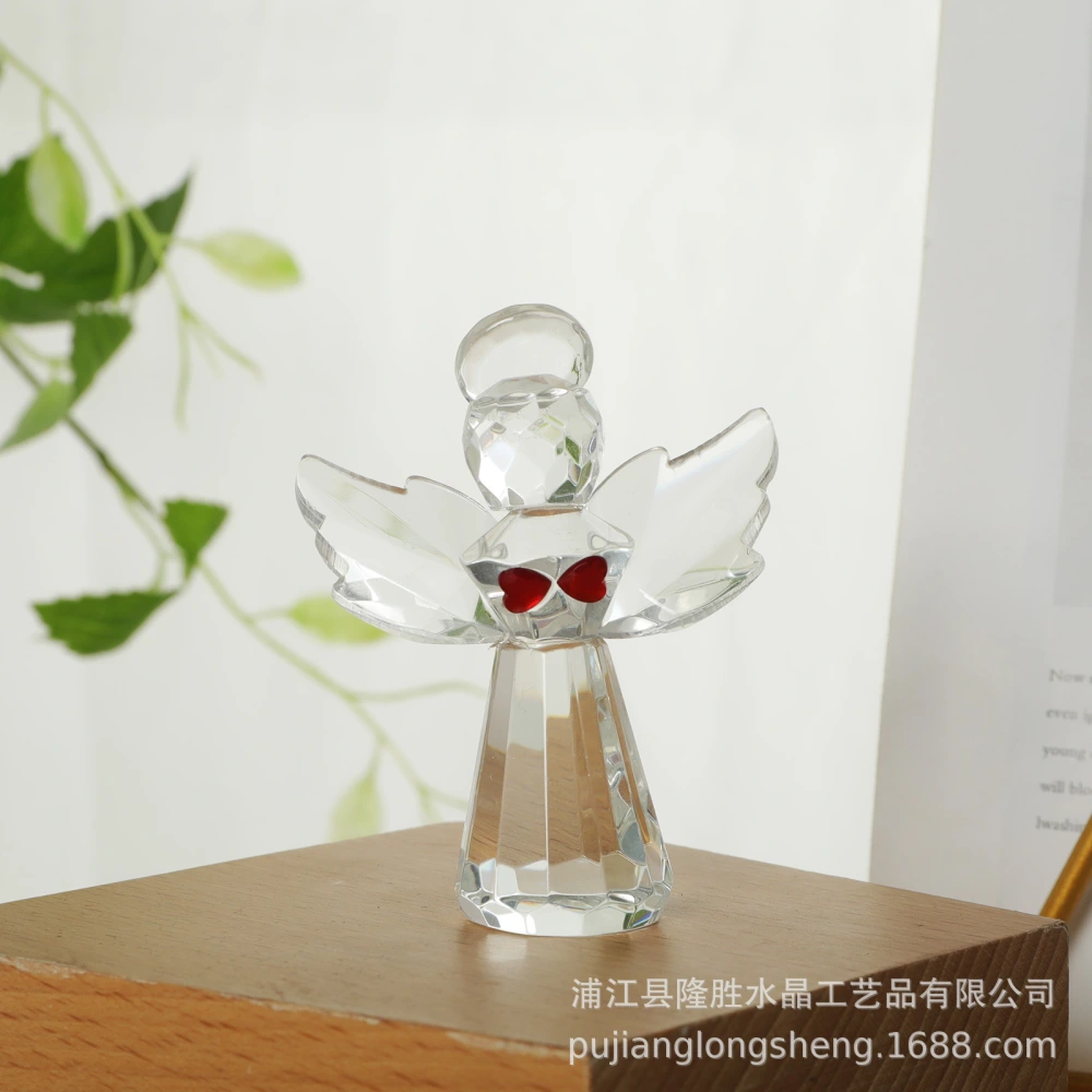 2Pcs Angel Crystal Glass Angel Figurine Pocket Angel Model Small Angel Decor Glass Ornament