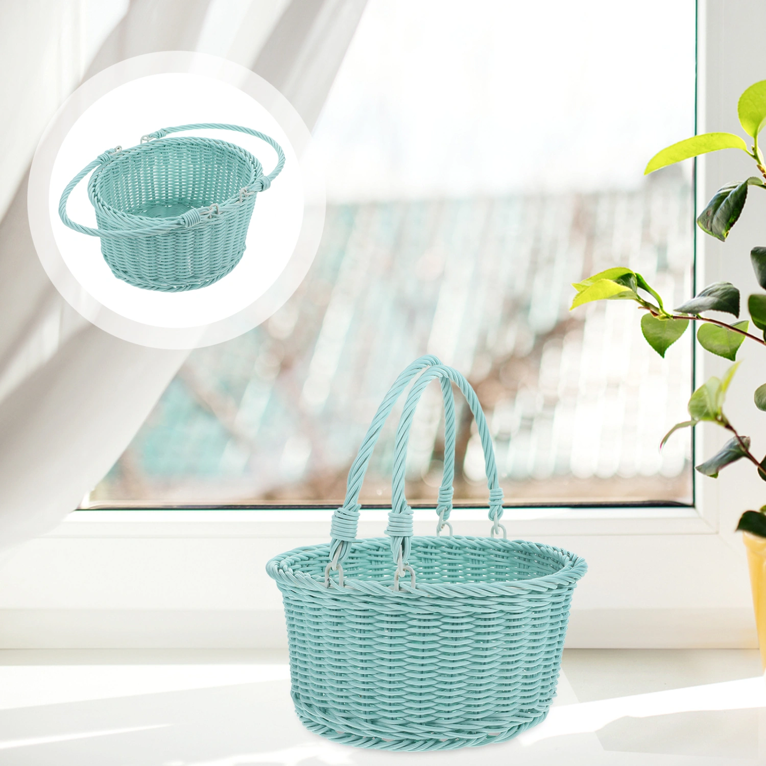 Outdoor Basket with Handles Woven Storage Basket Picnic Storage Basket Basket for Party