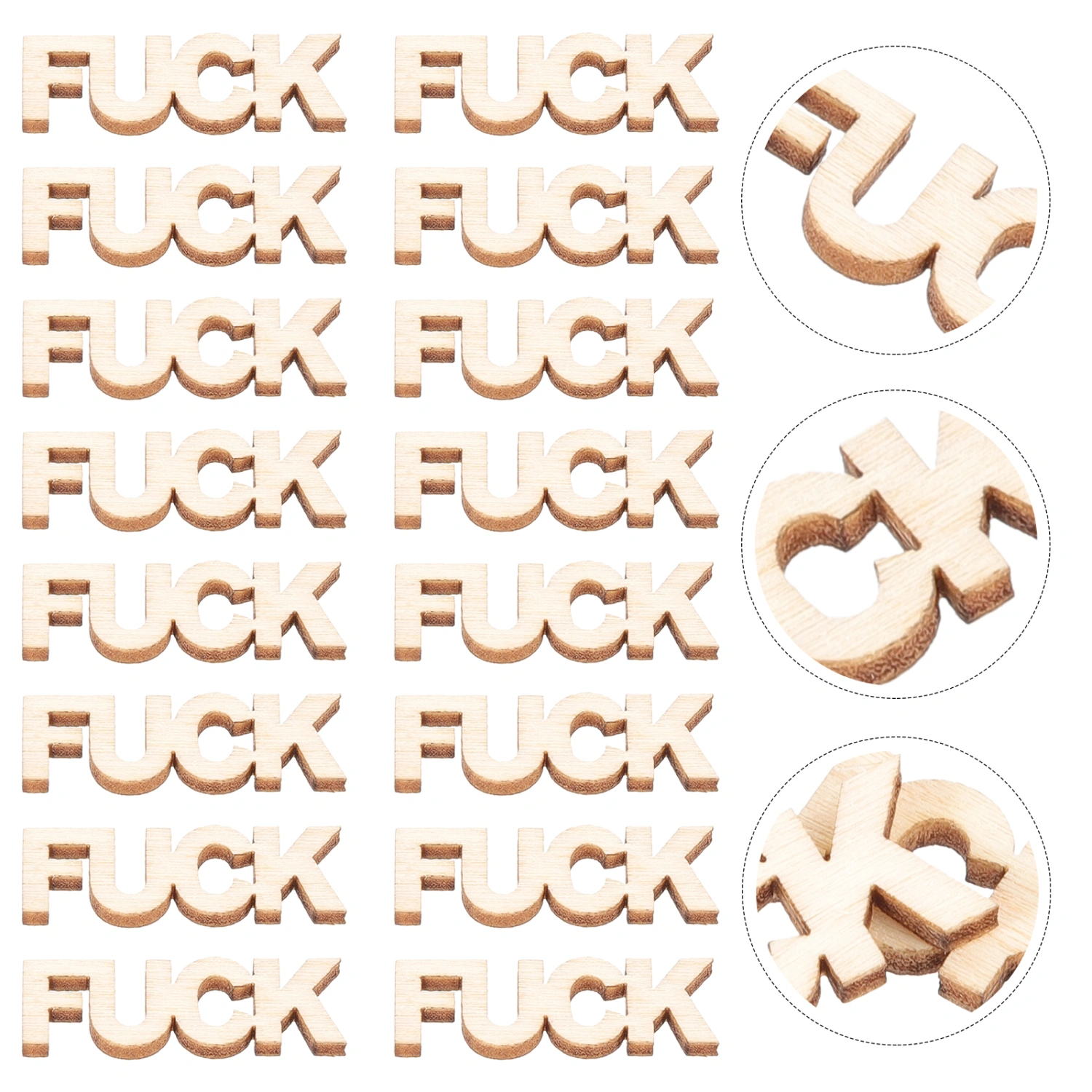 100Pcs Fuck Wooden Cutouts Wooden Letter Pieces Wood Fuck Cutouts Unfinished Wood Cutouts
