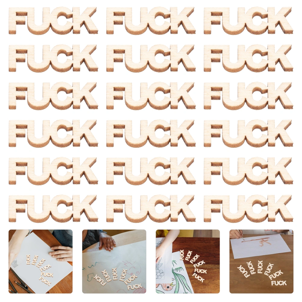 100Pcs Fuck Wooden Cutouts Wooden Letter Pieces Wood Fuck Cutouts Unfinished Wood Cutouts