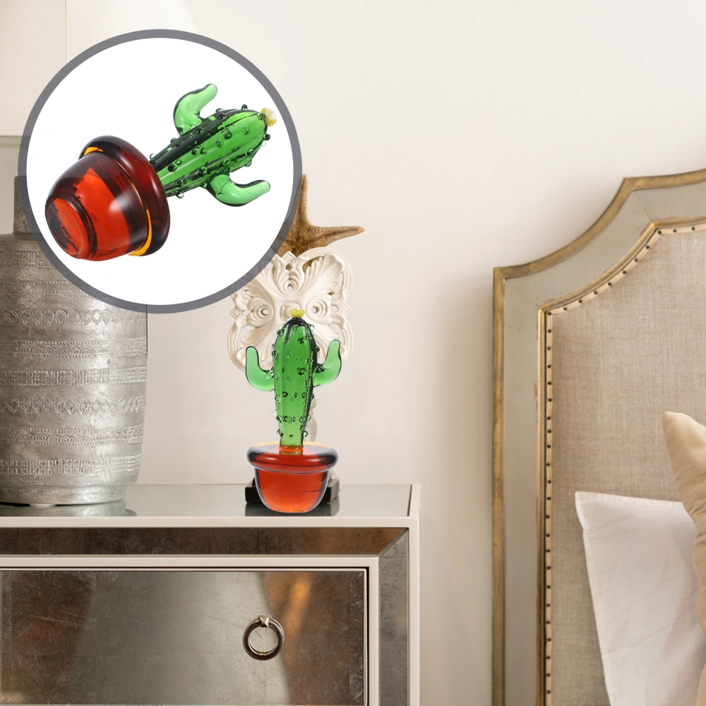 Glass Cactus Figurine Artificial Cactus Plants Glass Figurine Artificial Plant Statue Ornament