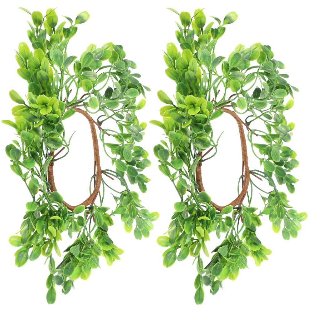 2pcs Candle Ring Artificial Leaves Candle Wreath Decorative Table Centerpiece for Wedding