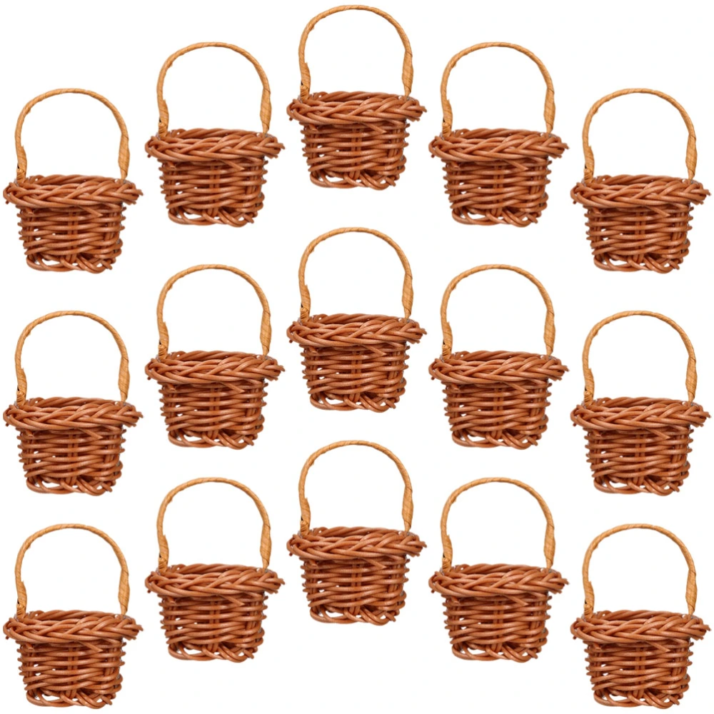 15pcs Miniature Plastic Basket Rural Photography Props Indoor Layout Baskets