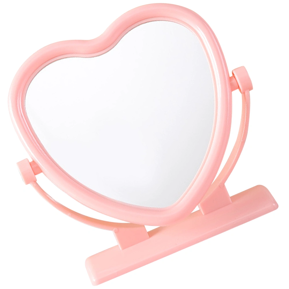 Heart Shaped Tabletop Mirror Table Desk Vanity Makeup Mirror Portable Double-sided Mirror