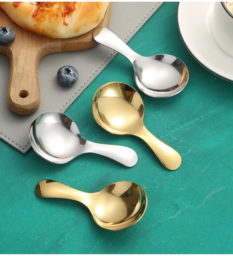 2pcs Dessert Spoon Multipurpose Pudding Spoon Household Stainless Steel Scoop