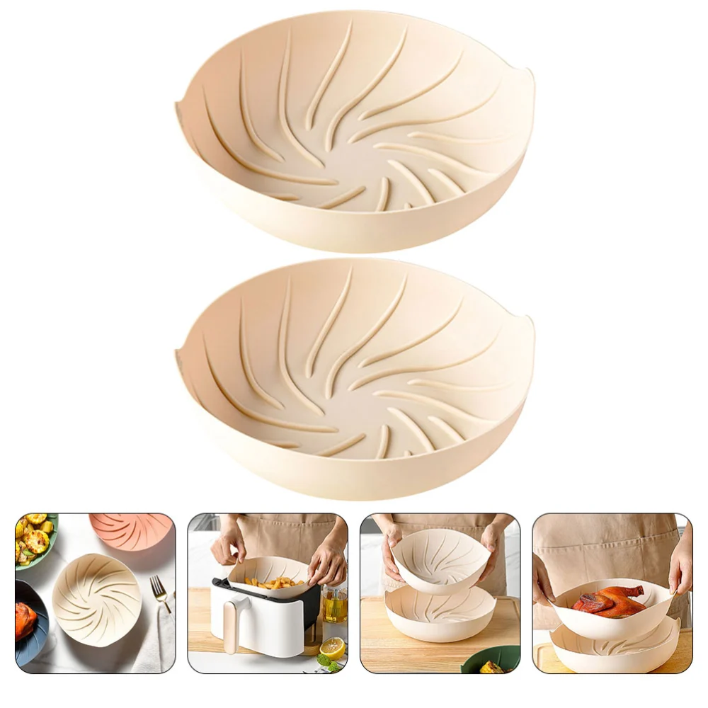 2Pcs Non Stick Baking Liner Household Silicone Pot Kitchen Silicone Liner Round Air Fryer Liner