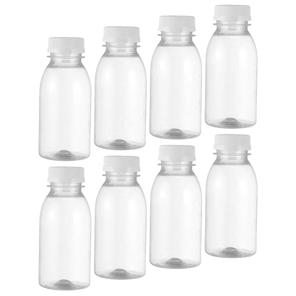 8pcs Empty Water Bottles Household Beverage Bottles Reusable Juice Containers with Lids