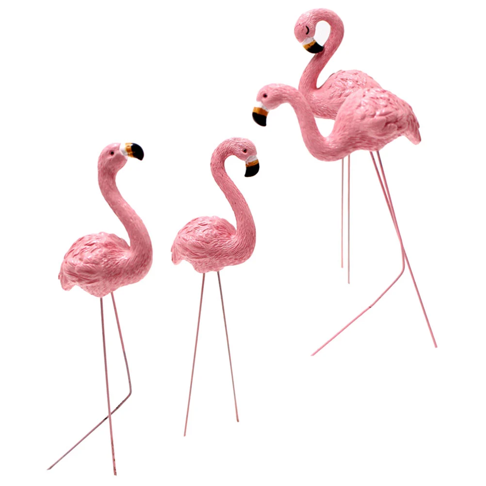4Pcs Micro Landscape Vivid Flamingo Decor Potted Plant Flamingo Plug-in Decors