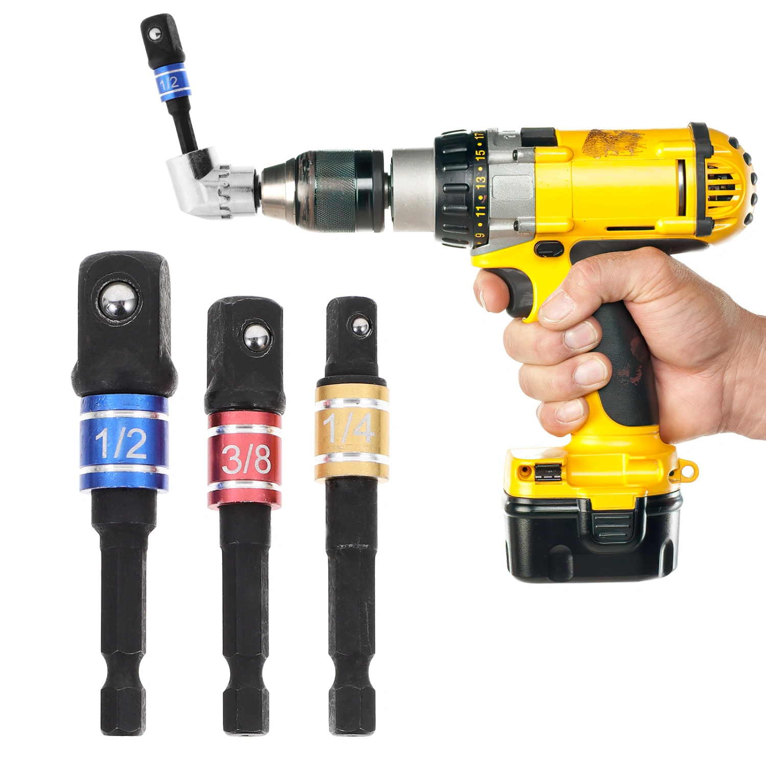 1 Set Right Angle Drill Attachment Socket Drill Adapter Impact Drill Adapter