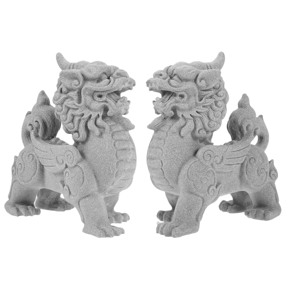 2pcs Kylin Statues Small Kylin Sculptures Animals Figurines Kylin Ornament for Garden Desktop