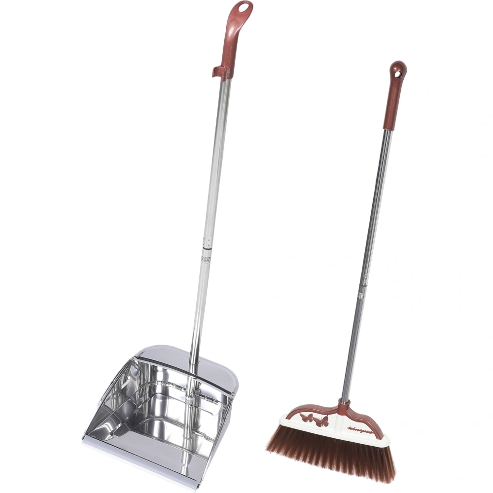 1 Set of Broom and Dustpan Household Long-handle Dorm Dustpan Cleaning Brush