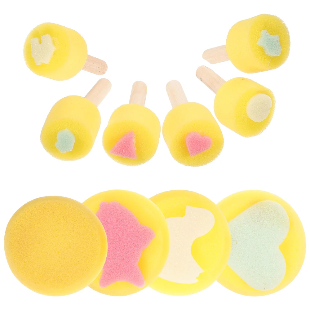 10Pcs Kids Sponge Brush Sponge Stampers Colorful Sponge Stampers Children Painting Stampers