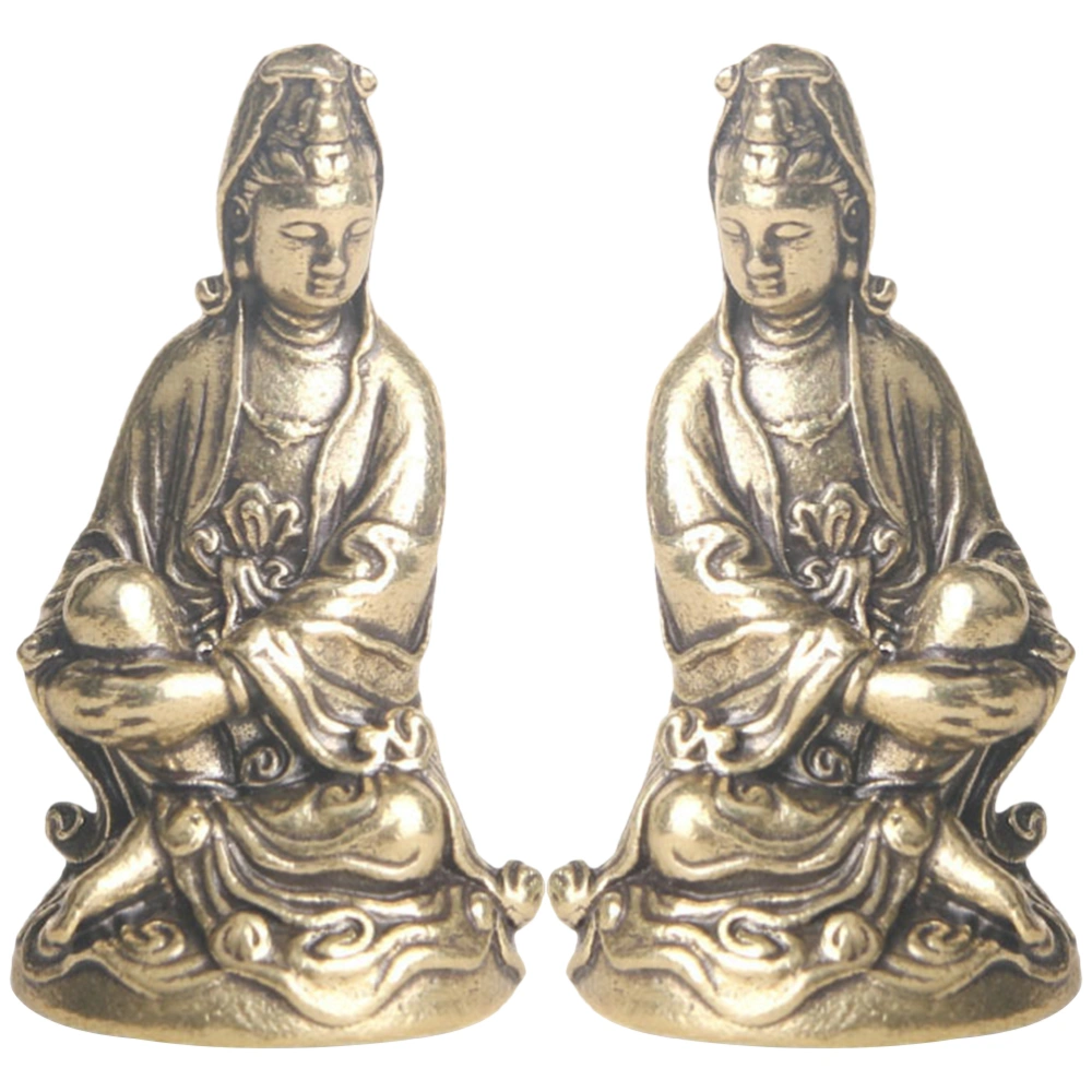 2pcs Antique Small Avalokitesvara Ornament Avalokitesvara Statue Avalokitesvara Figurine