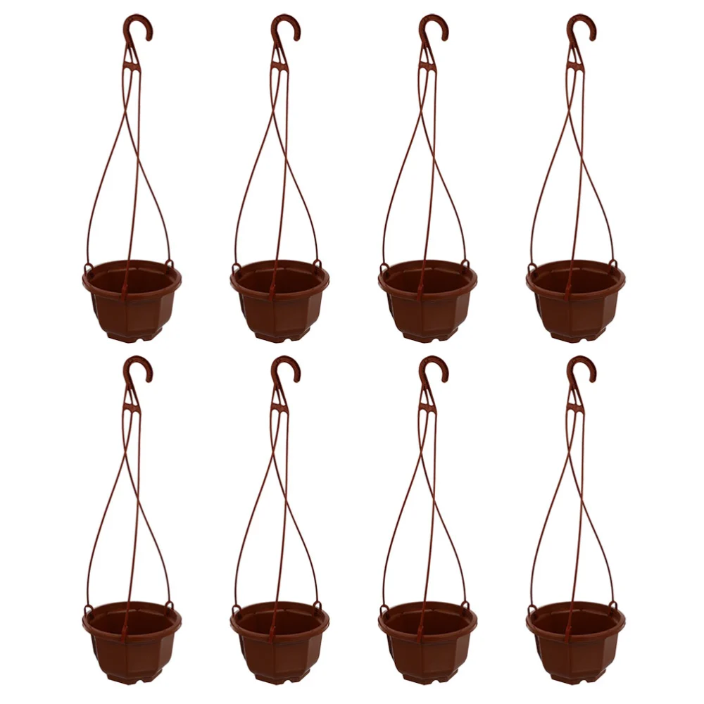 8 Sets of Hanging Pots Plastic Hanging Planters Hanging Flower Pots with Hooks Balcony Planters