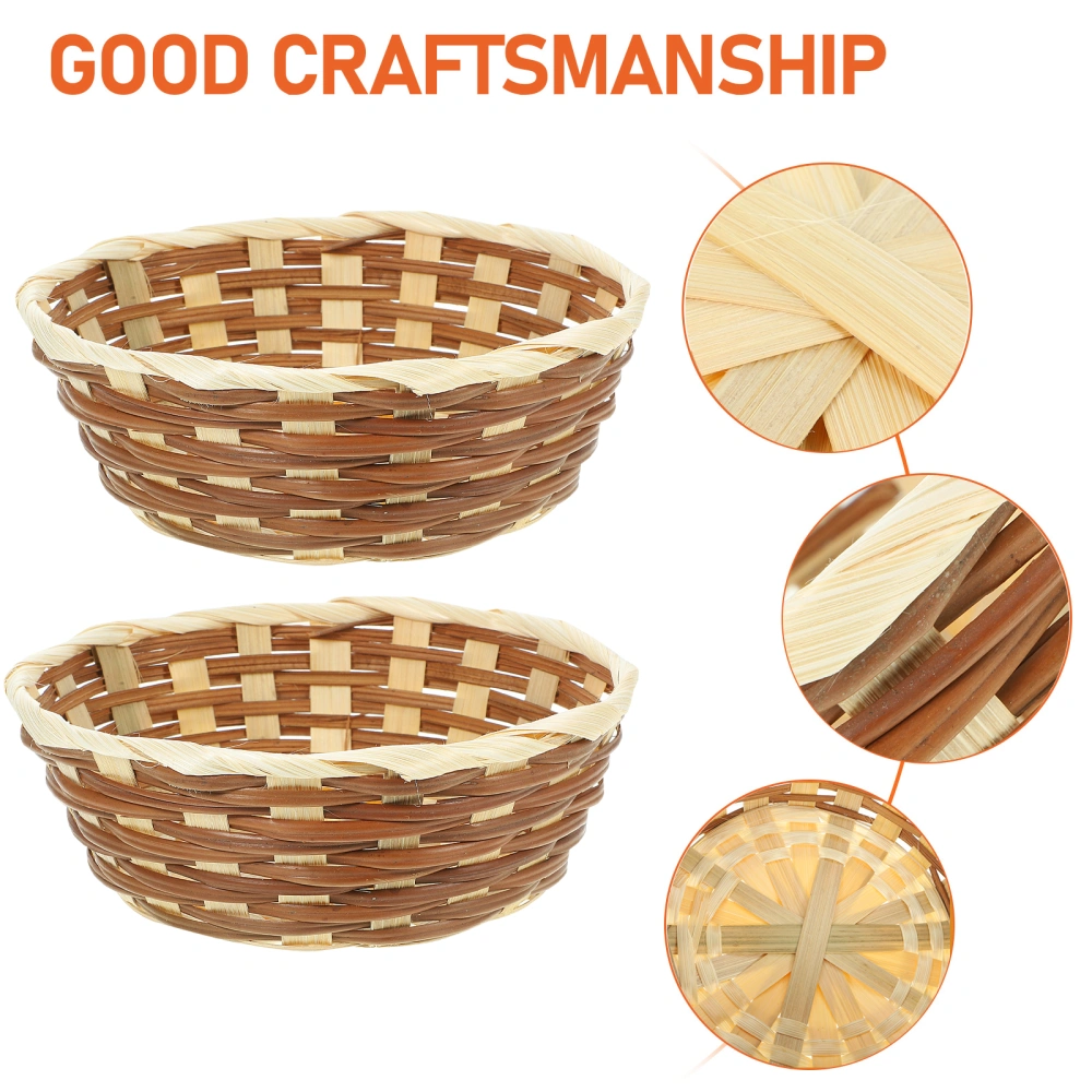 12pcs Fruit Bamboo Woven Basket Food Storage Basket Fruit Bread Storage Basket