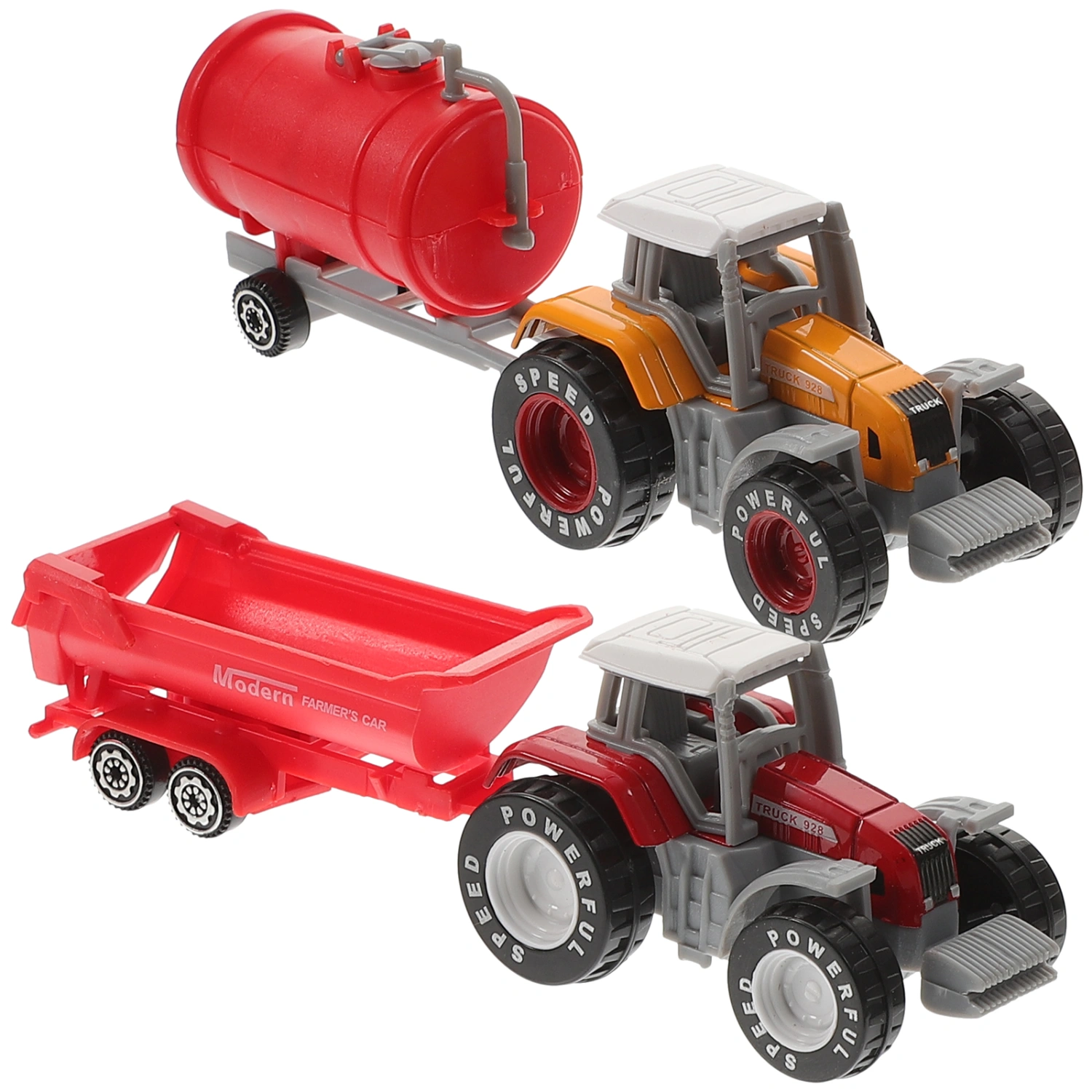 2pcs Plastic Truck Toy Tractor Toy Boys Truck Model Lifelike Container Tractor Toy Model