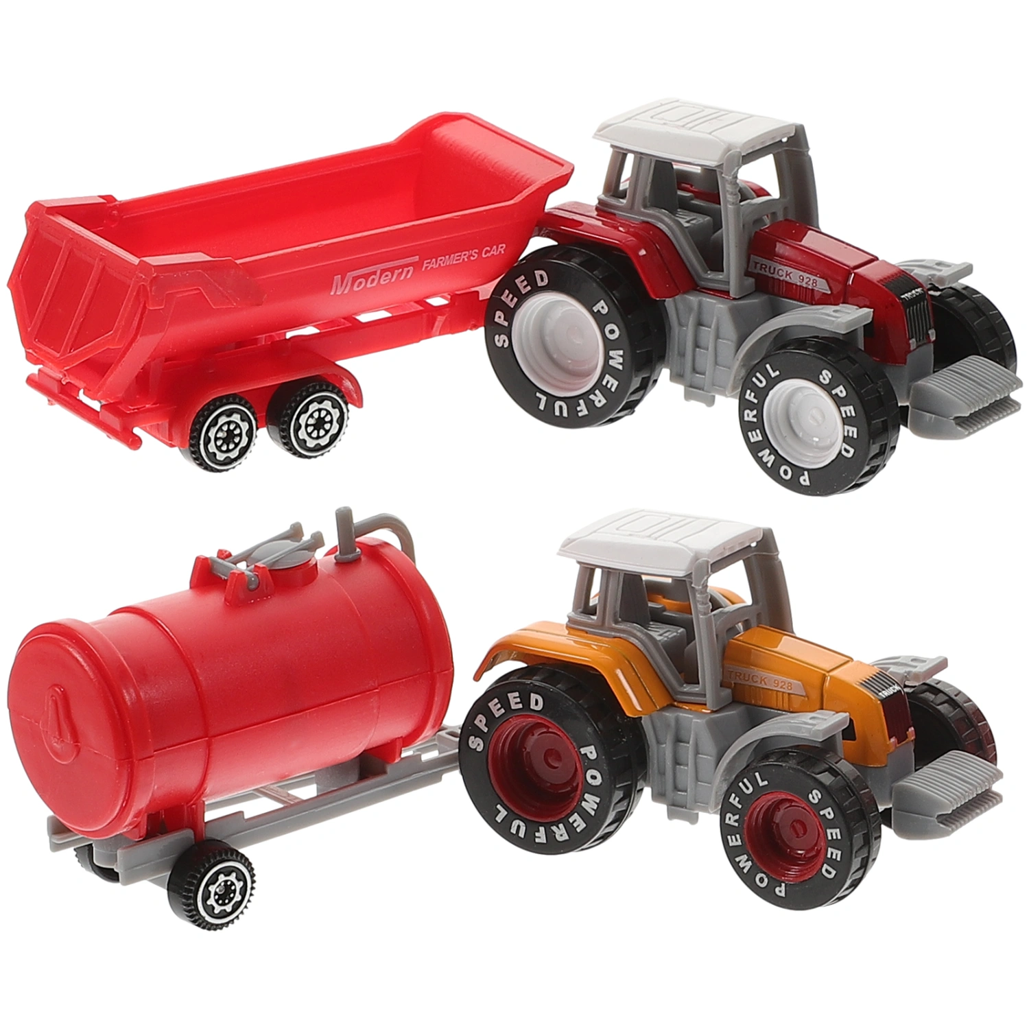 2pcs Plastic Truck Toy Tractor Toy Boys Truck Model Lifelike Container Tractor Toy Model