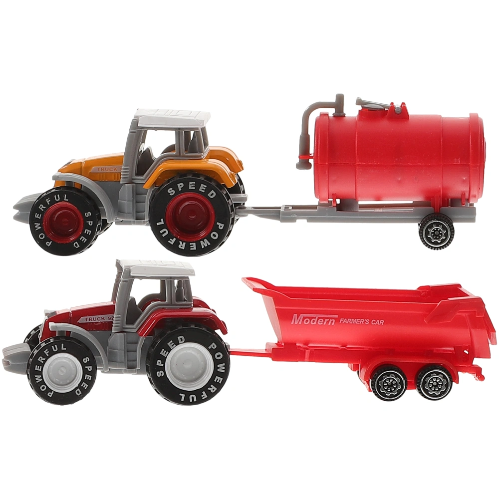 2pcs Plastic Truck Toy Tractor Toy Boys Truck Model Lifelike Container Tractor Toy Model