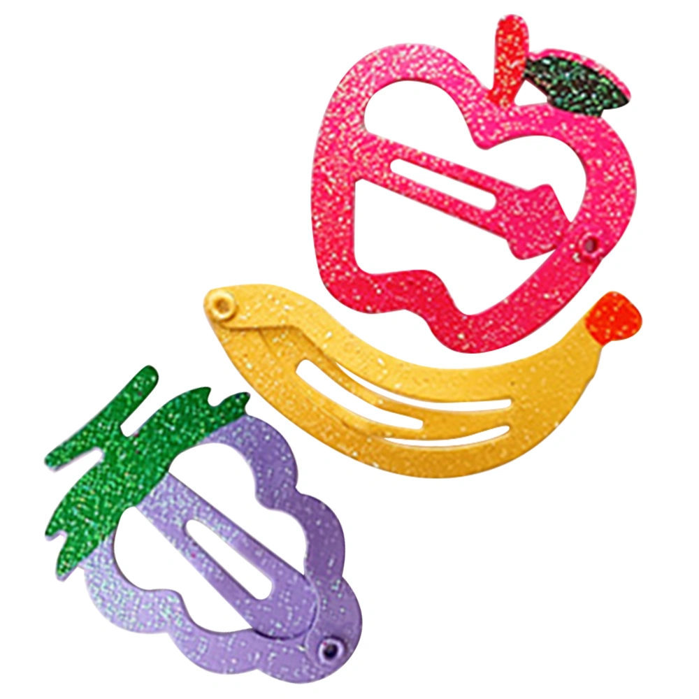 3Pcs Fruit Shape Hair Clip Lovely Hair Barrette Non-slip Metal Snap Pins for Teens Toddlers