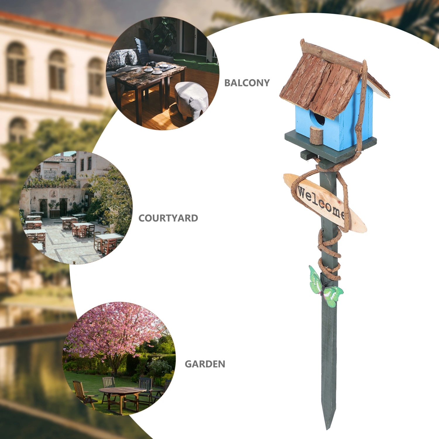 Courtyard Garden Bird House Bird Nest Stake Outdoor Bird House Stake Garden Decor