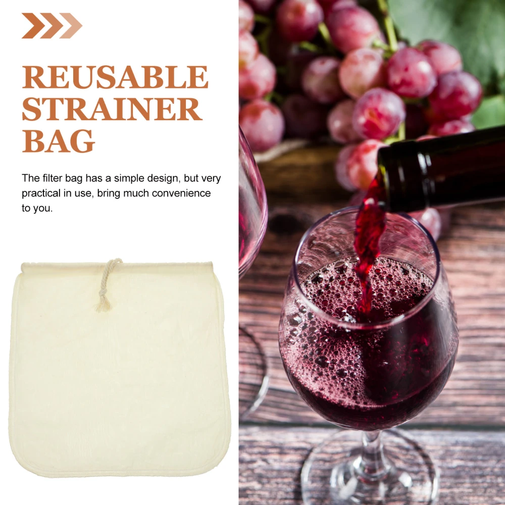 Nut Milk Strainer Bag Wine Filter Bag Cotton Fabric Strainer Bag Reusable Strainer Bag