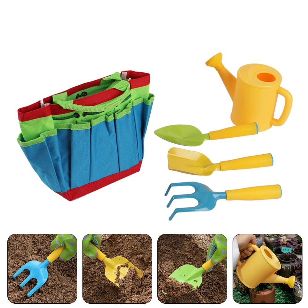 1 set of Garden Mini Shovels Mini Rake Watering Pot Children Planting Tools