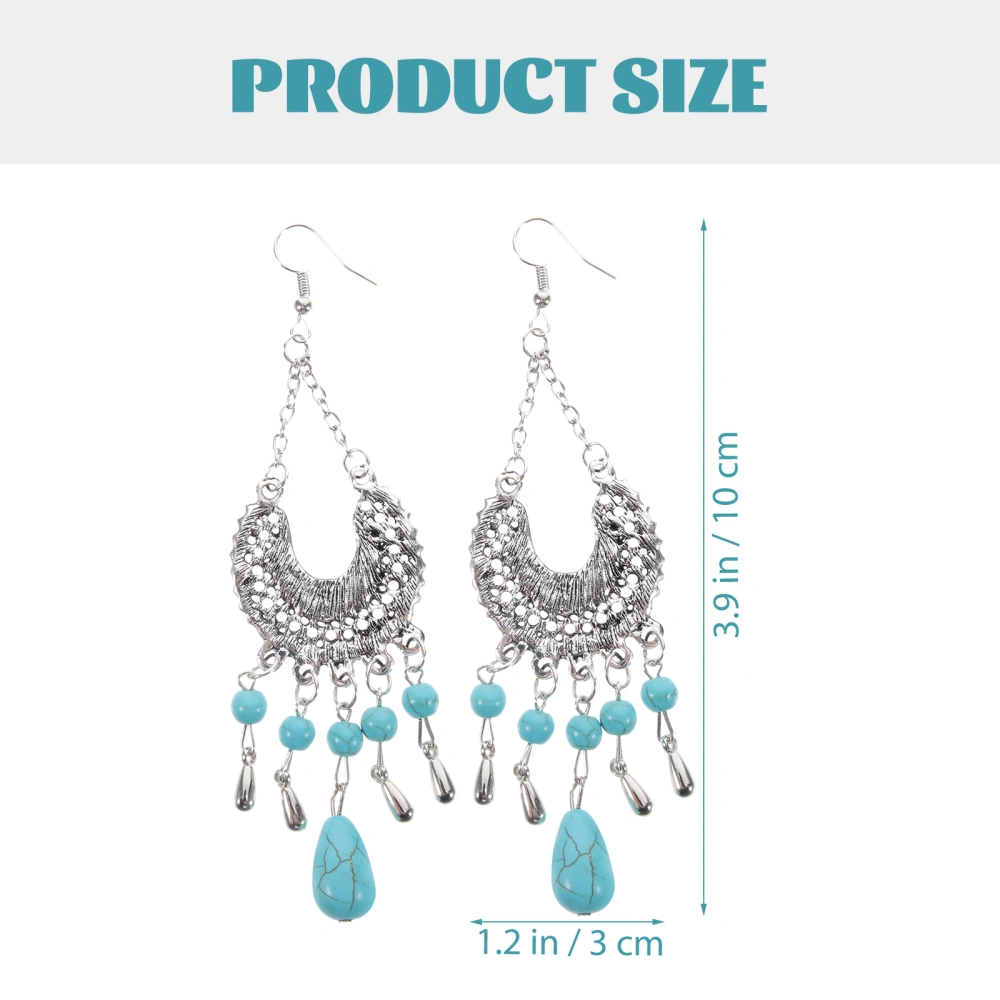 1 Pair Drop Earrings Women Hook Earrings Bohemian Earrings Turquoise Earrings Ear Jewelries