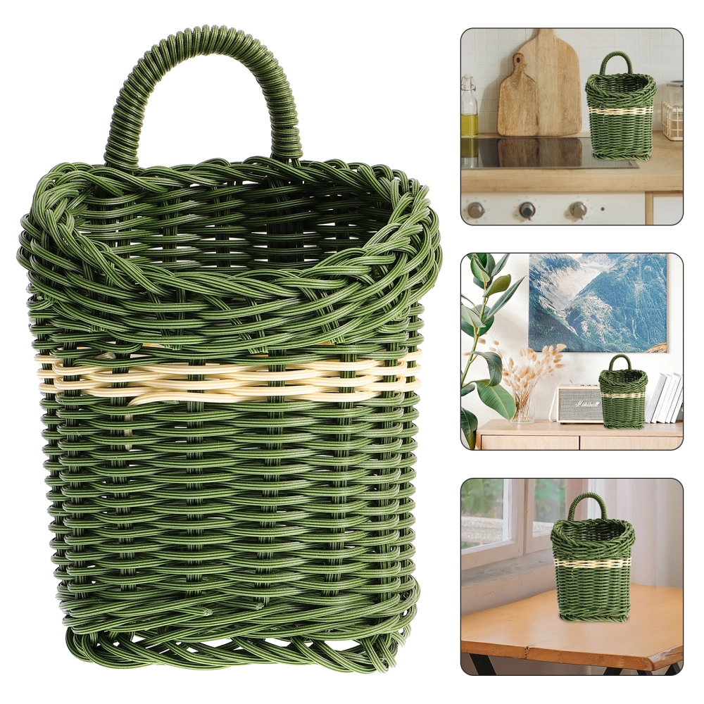 Rustic Woven Flower Basket Household Versatile Imitation Rattan Woven Basket Handheld Storage Basket