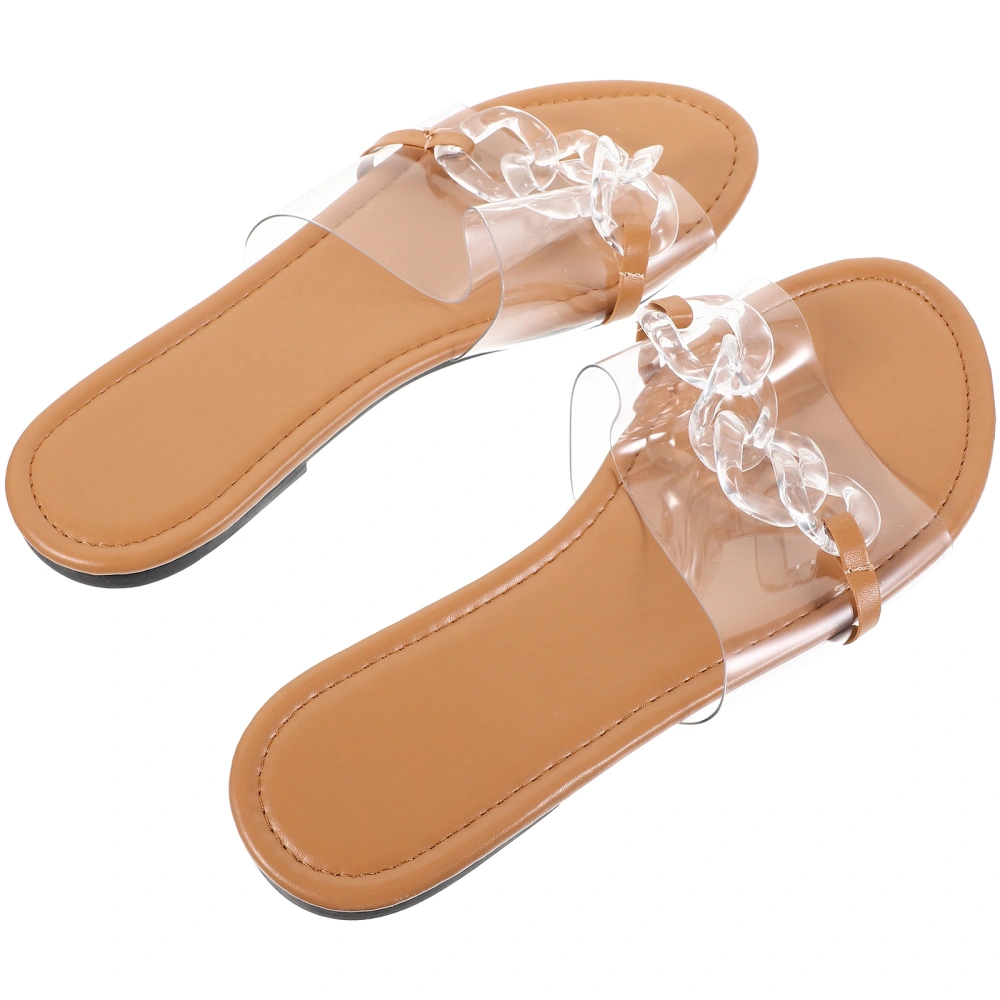 1 Pair Flat Sandals Stylish Transparent Summer Sandals Beach Sandals Women Slippers