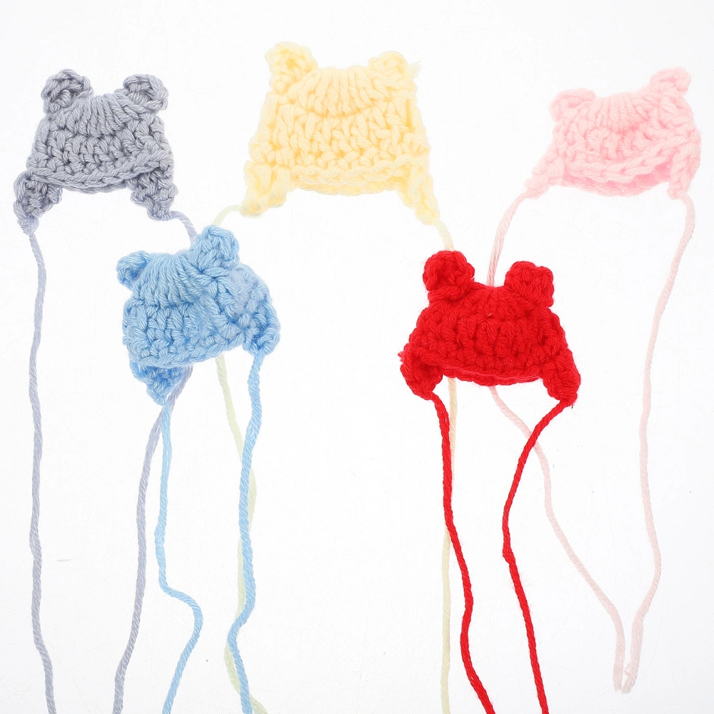 5pcs Mini Knitting Hats Doll House Hat Decors DIY Craft Knitting Hat Decorations