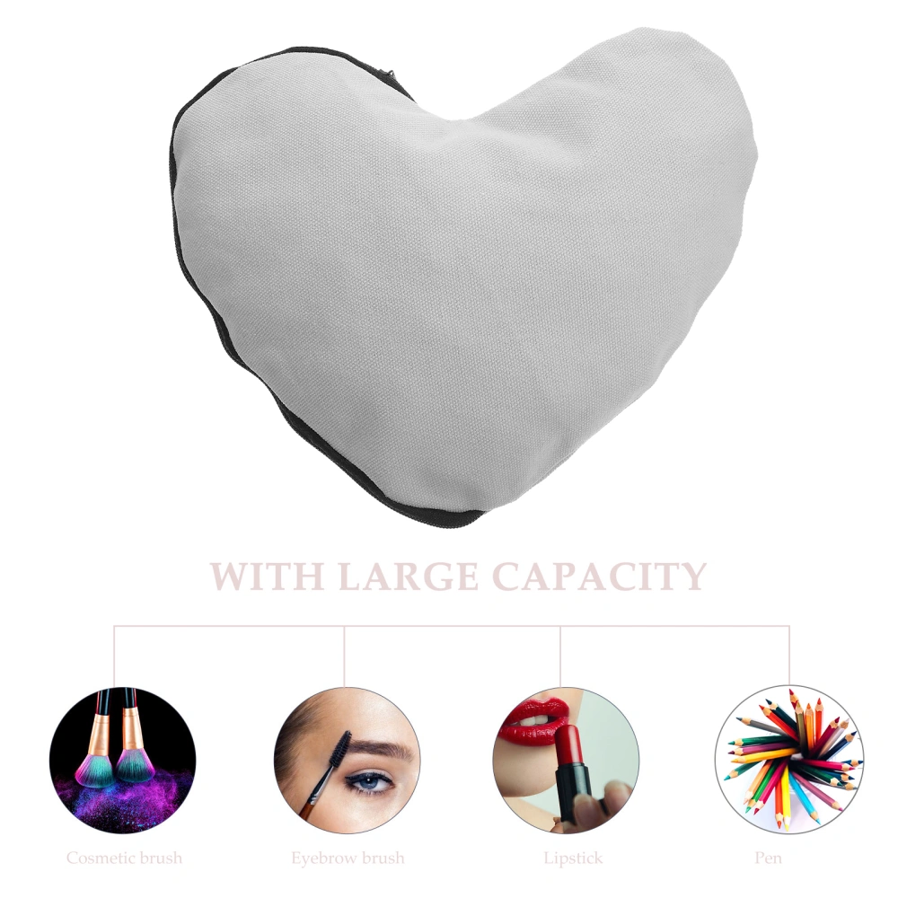 8Pcs Heart Shaped Bags Blank Pencil Bag Heat Transfer Makeup Bags Stationery Bag Pencil Holder