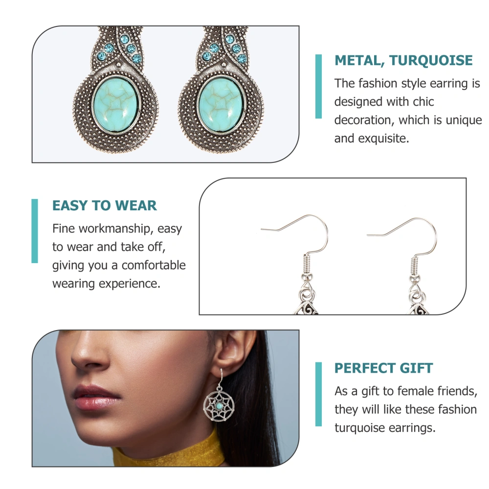 6 Pairs Turquoise Earrings Bohemian Earrings Dangle Earrings Fashion Jewelry for Women