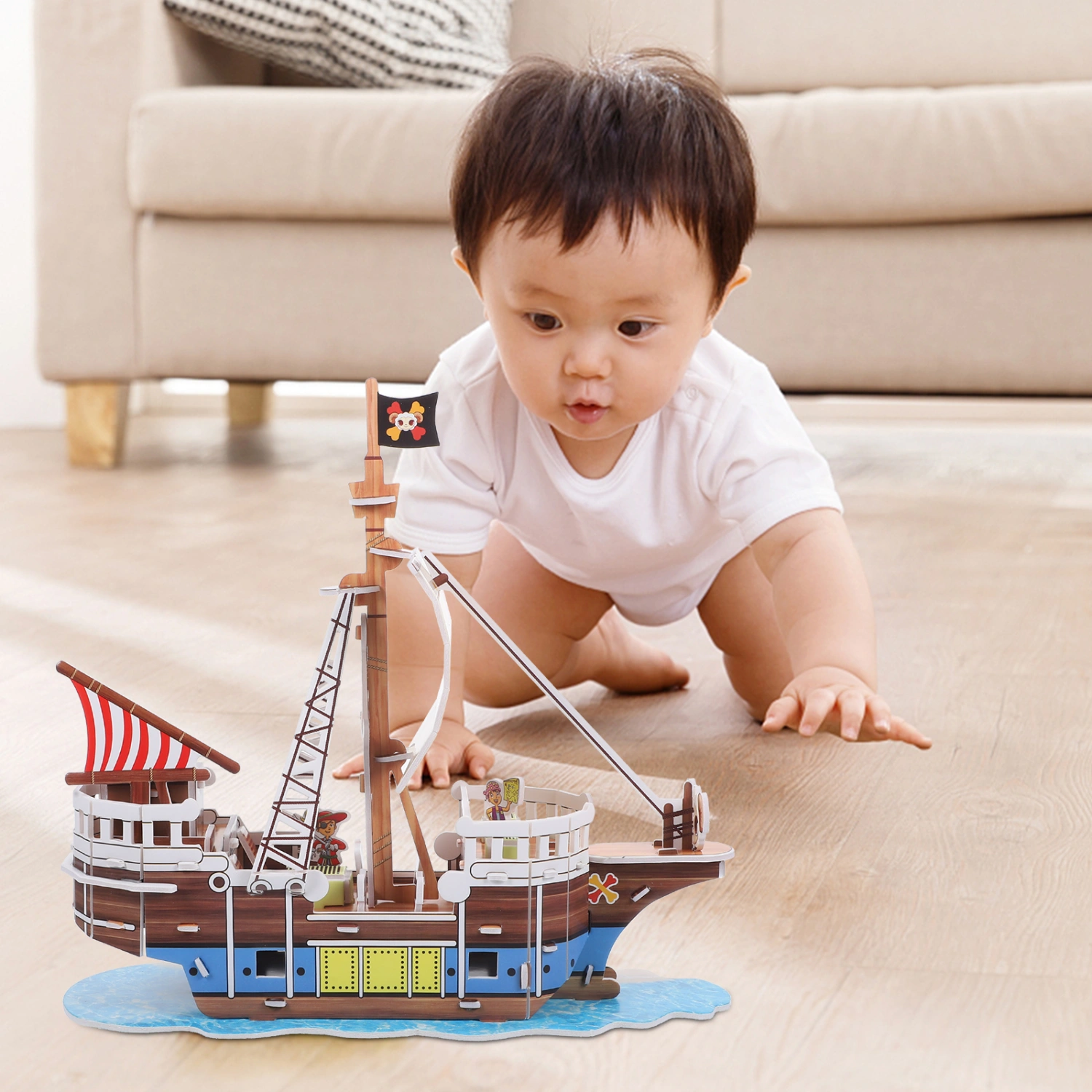 2 Sets Sailboat Puzzle Kit Paper Sailboat Model Adult Assembly Model Pirate Ship Model Kids Puzzles