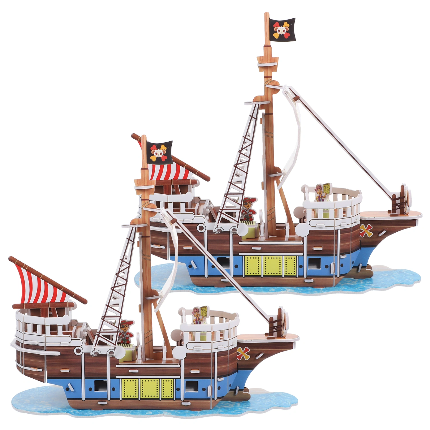 2 Sets Sailboat Puzzle Kit Paper Sailboat Model Adult Assembly Model Pirate Ship Model Kids Puzzles
