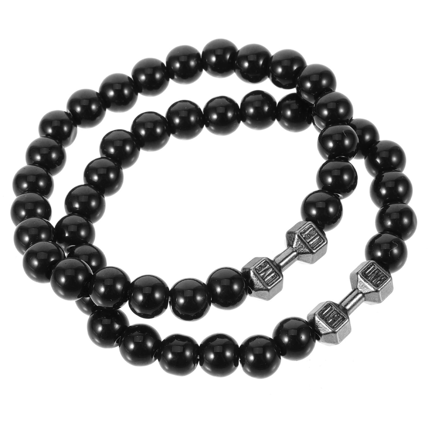 2pcs Beads Gym Bracelets Weight Bracelet Bead Bracelet Alloy Dumbbell Bracelet