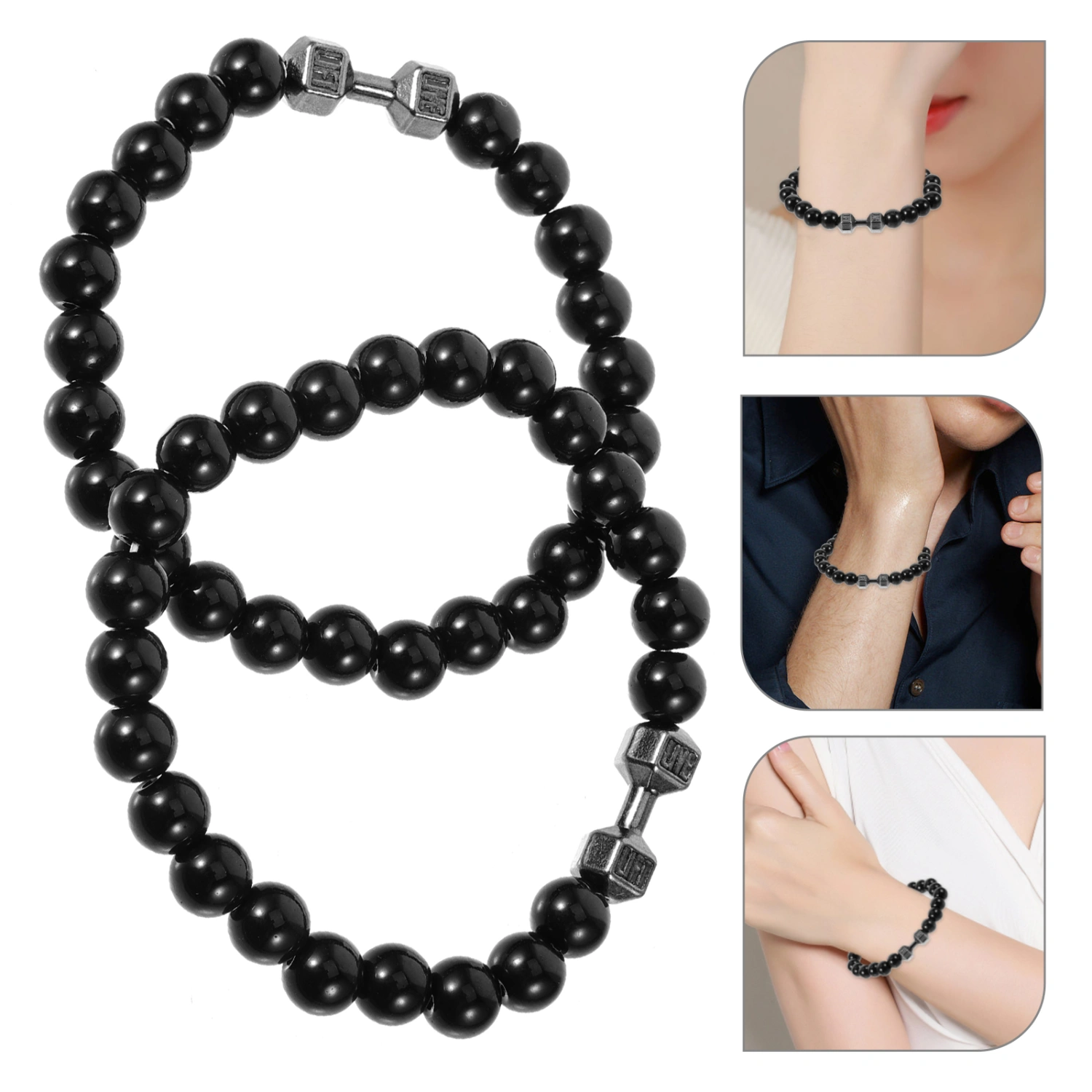 2pcs Beads Gym Bracelets Weight Bracelet Bead Bracelet Alloy Dumbbell Bracelet
