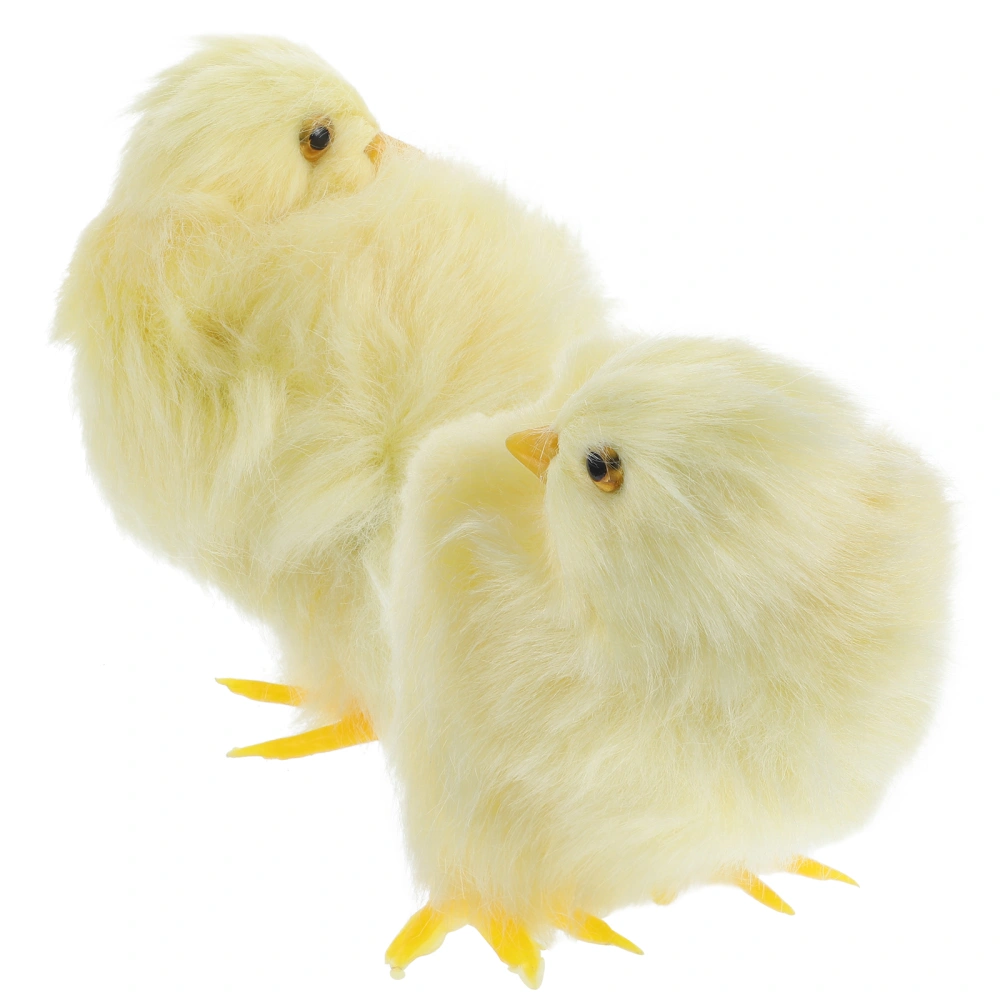 2pcs Artificial Simulation Chick Model Easter Chick Plush Toy Lifelike Stuffed Little Chick Plaything