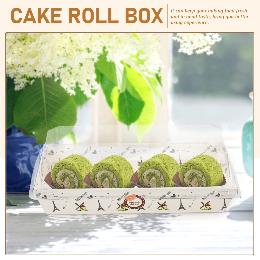 100Pcs Cake Roll Box Decorative Cake Packing Box Charcuterie Box Swiss Roll Container Sushi Holder