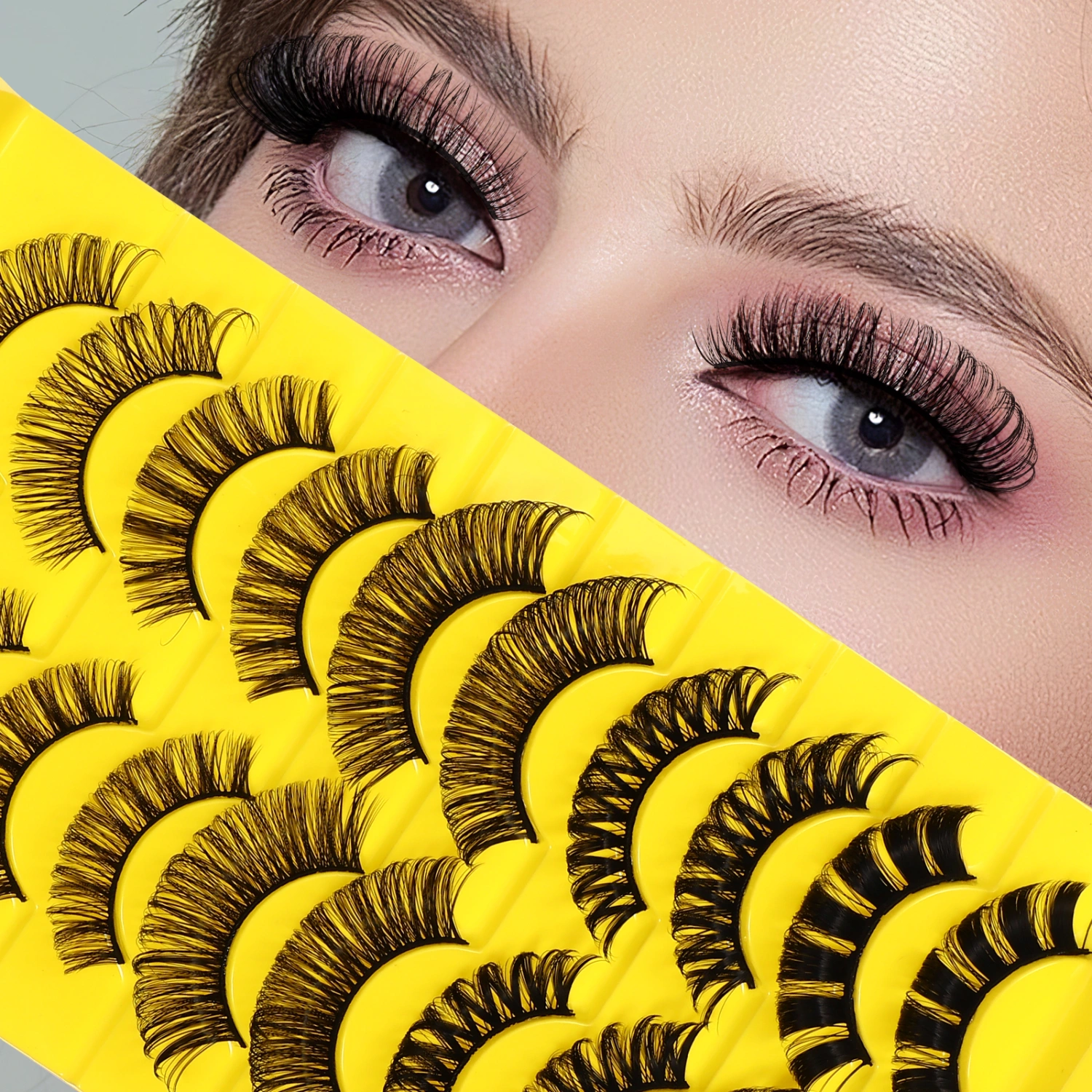 10 Pairs of False Eyelashes Makeup Eyelashes Fluffy Eyelashes Extensions for Women Girls