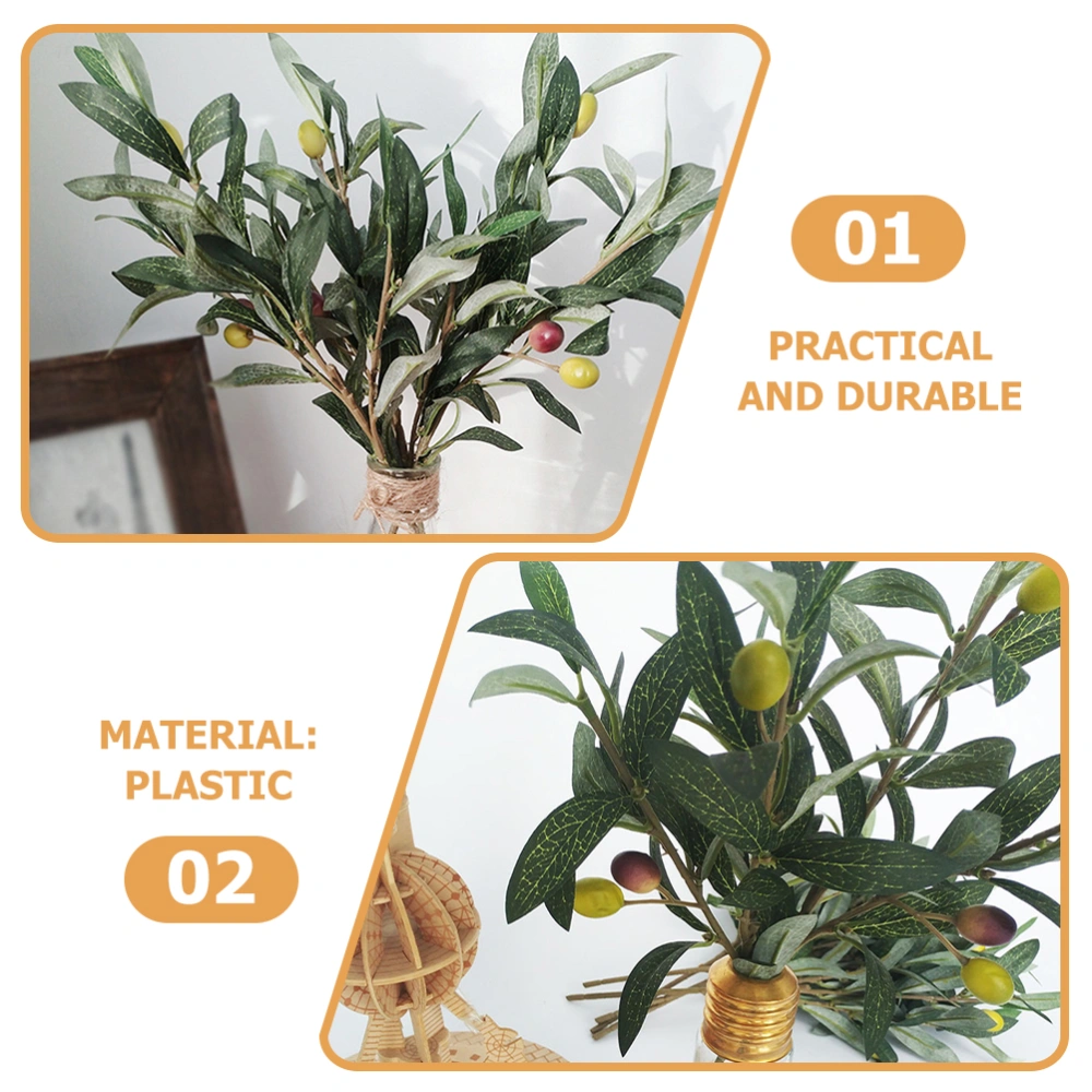 6pcs Simulation Olive Branches Household Olive Branches Decorative Artificial Plants