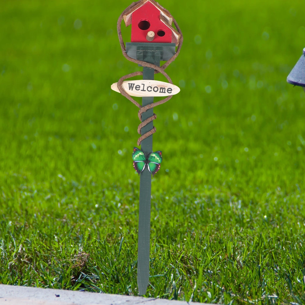 Bird House Stake Outdoor Garden Bird House with Pole Park Decorative Bird House