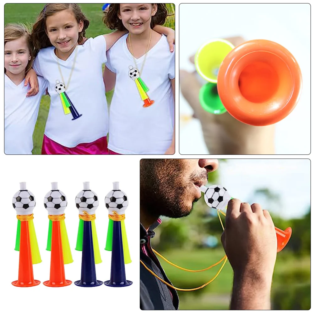 4pcs Sports Game Cheering Trumpet Toy Soccer Themed Small Trumpets Portable Plastic Trumpets